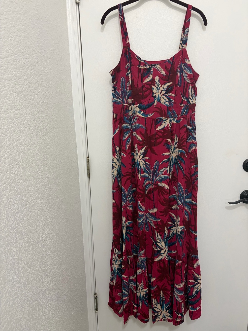 Torrid Red Tropical Palm Print Maxi Dress